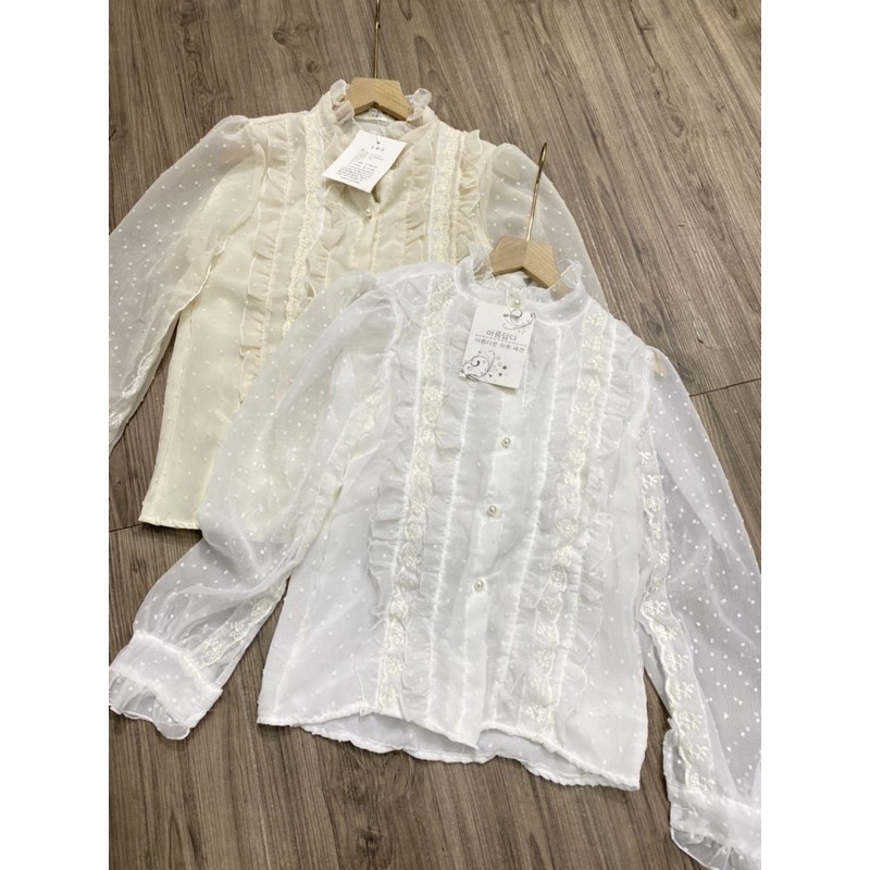 [Mã WASKT304 giảm 15% tối đa 30K đơn 99K] Áo sơ mi ren hạt sang chảnh | BigBuy360 - bigbuy360.vn