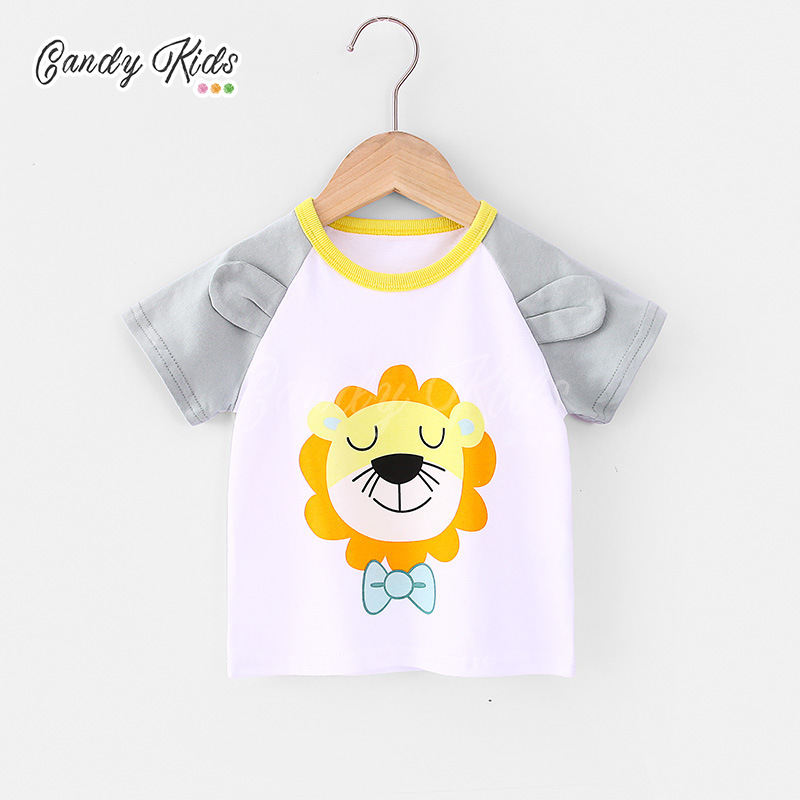 Áo Thun Tay Ngắn Chất Cotton Hoạ Tiết Hoạt Hình Cho Bé 1-8 Tuổi