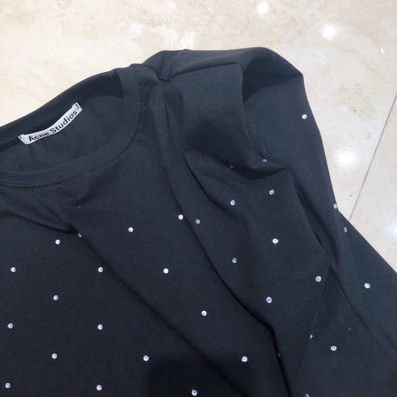 Áo phông ngắn tay Acne studios thời trang hàng cao cấp có đính đá nhỏ