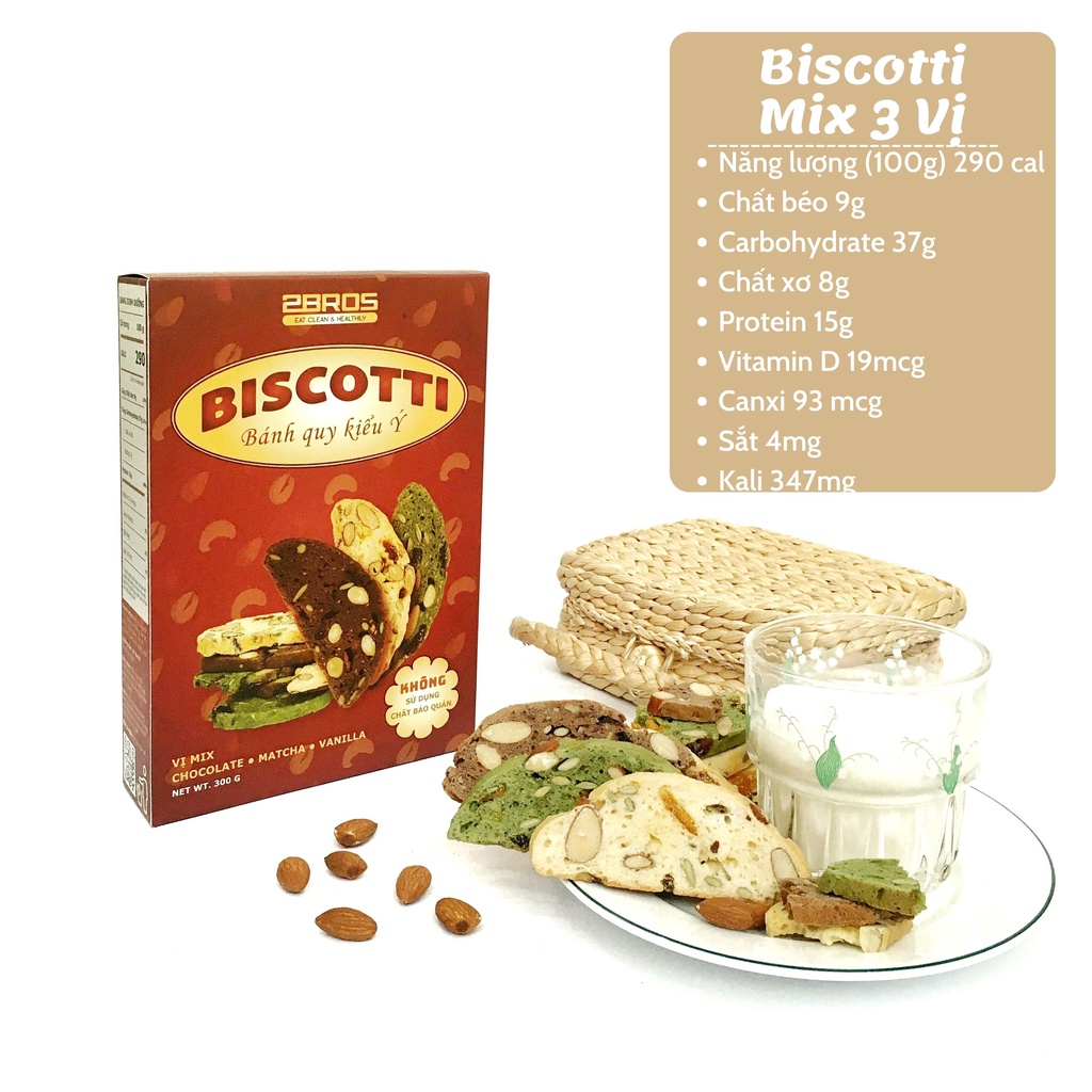 Bánh Biscotti mix 3 vị - Bánh ăn kiêng không đường 2Bros - Dành cho người ăn kiêng, giảm cân, tiểu đường. | BigBuy360 - bigbuy360.vn