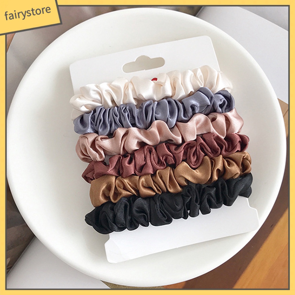 Set 6 Dây Cột Tóc Co Giãn Thiết Kế Đơn Giản Thời Trang Cho Nữ