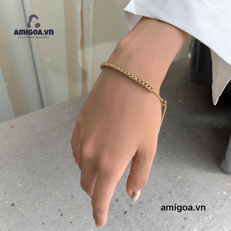 1 Vòng Tay Dây Bện Bằng Thép Titan Mạ Vàng Thời Trang Cho Nữ