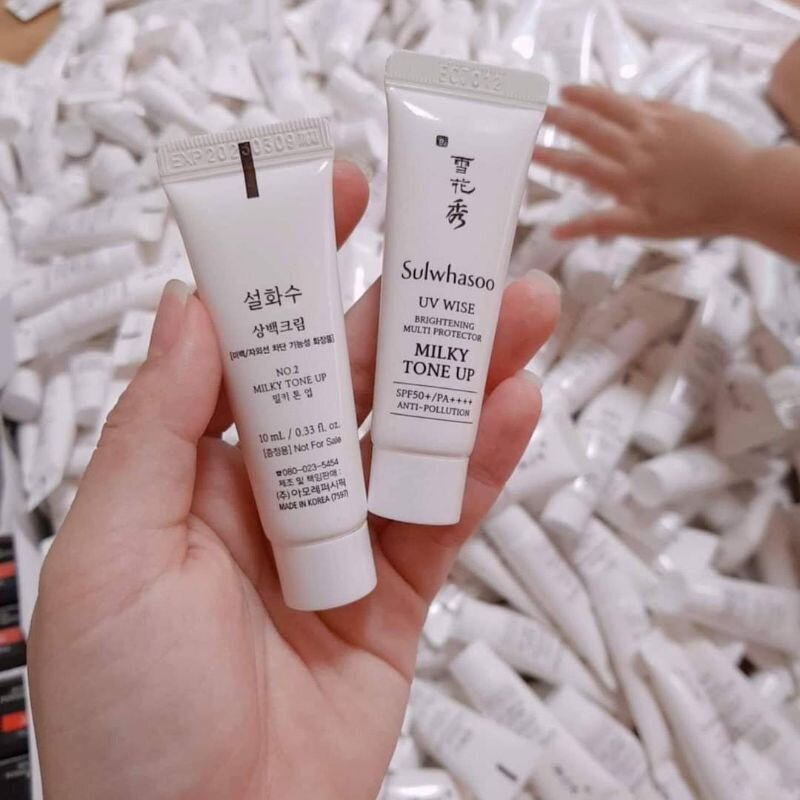 Kem chống nắng DƯỠNG TRẮNG cao cấp Sulwhasoo Uv White Milky Tone Up - Lọ 10ml , nâng tông trắng hồng , cải thiện sắc da