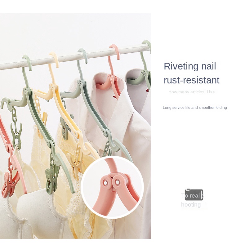 Móc Treo Quần Áo Bằng Nhựa Có Thể Gấp Gọn Chống Trượt Màu Sắc Đơn Giản Tiện Dụng