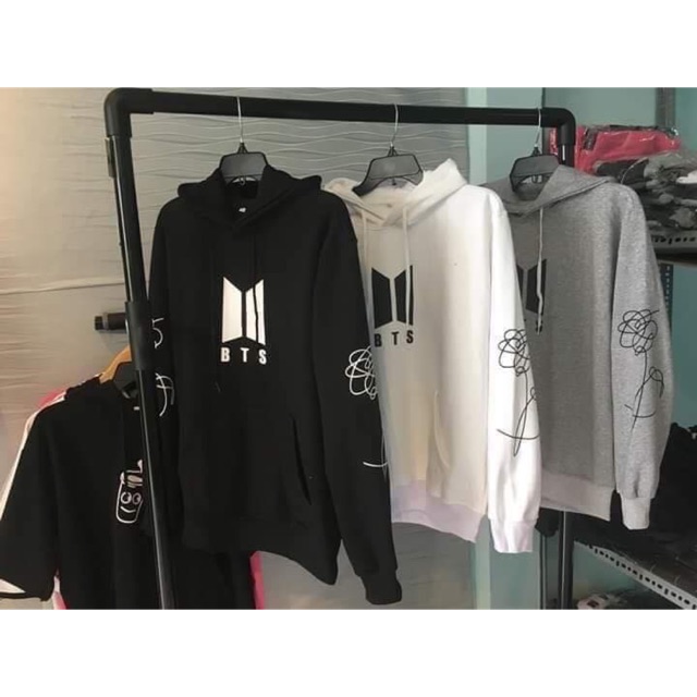 (Tặng ảnh BTS)Hoodie BTS logo hoa tay