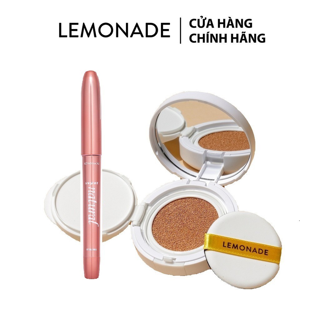 Combo Lemonade Phấn nước đơn Matte Addict Cushion 15g và Bút kẻ mắt SuperNatural Eyeliner 1g