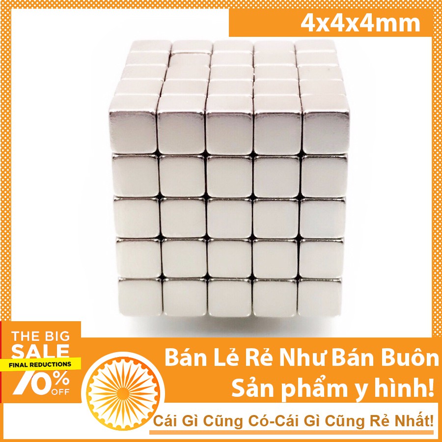 Nam châm đất hiếm viên lập phương khối vuông 4x4x4mm làm đồ chơi trẻ em ứng dụng cuộc sống