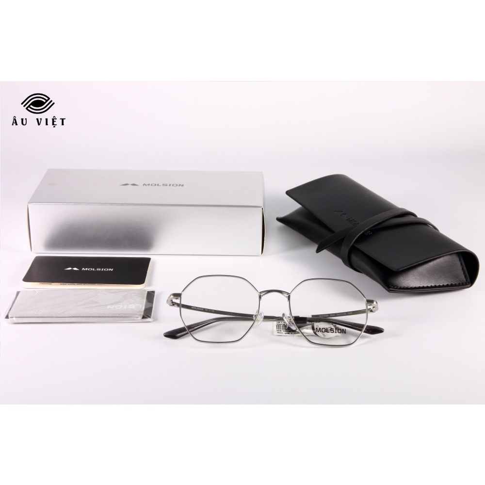 Gọng kính Molsion MJ-7096 màu bạc Full box