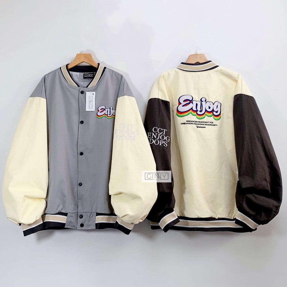 Áo Khoác Bomber Enjog TK 02| Khoác Bomber Nữ| Form Rộng| Áo Bóng Chày | BigBuy360 - bigbuy360.vn