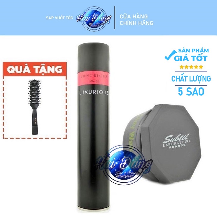 [CHÍNH HÃNG-TẶNG LƯỢC] COMBO Sáp vuốt tóc Clay Wax + Gôm xịt tóc Luxurious