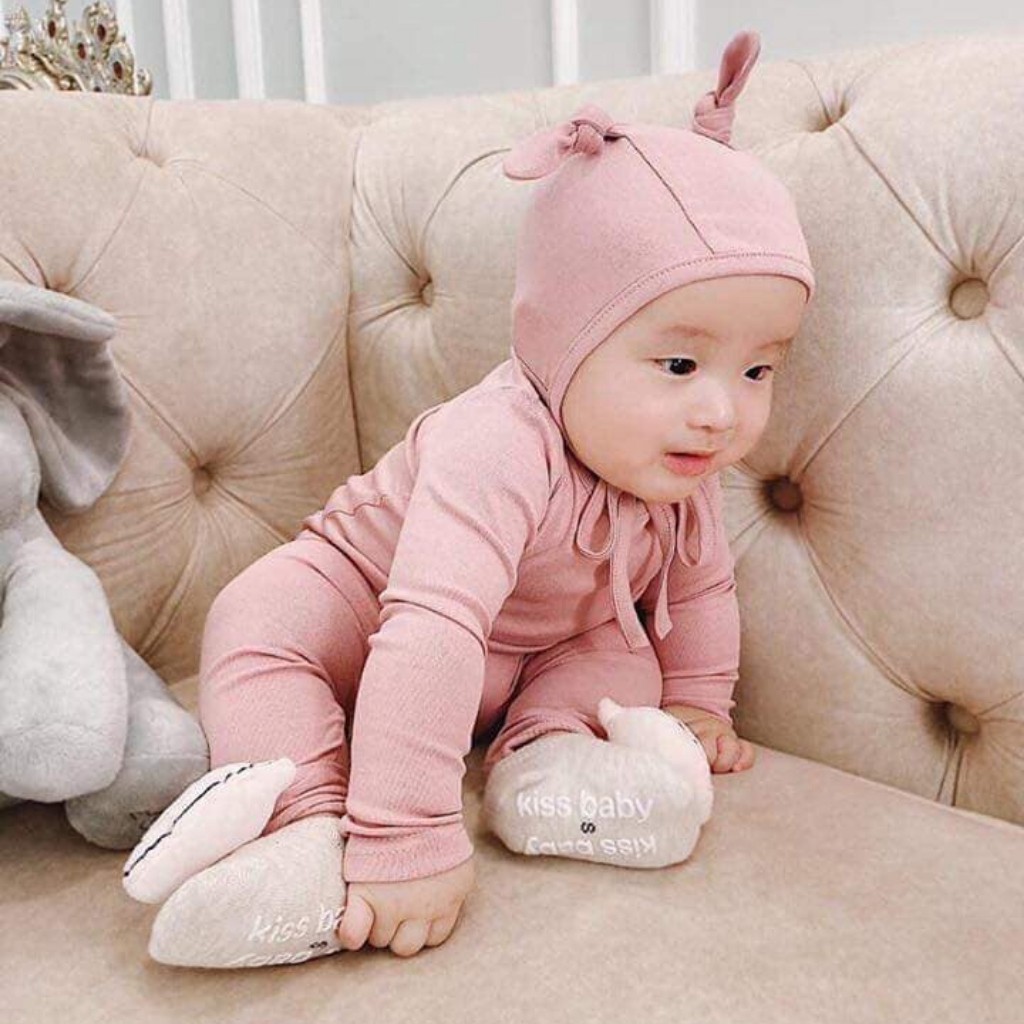 Bộ Minky Mom Cho Bé  Bộ Mũ Tai Thỏ Minky Mom Cho BéTrai Bé Gái - Chất Thun Lạnh Cao Cấp Siêu Mềm Mịn Mát