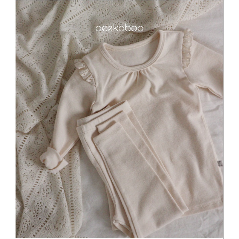 (Chính hãng) Bộ rời áo dài tay kèm quần dài Petit bánh bèo thu đông 2022 Peekaboo made in Korea cho bé gái từ 1-7 tuổi