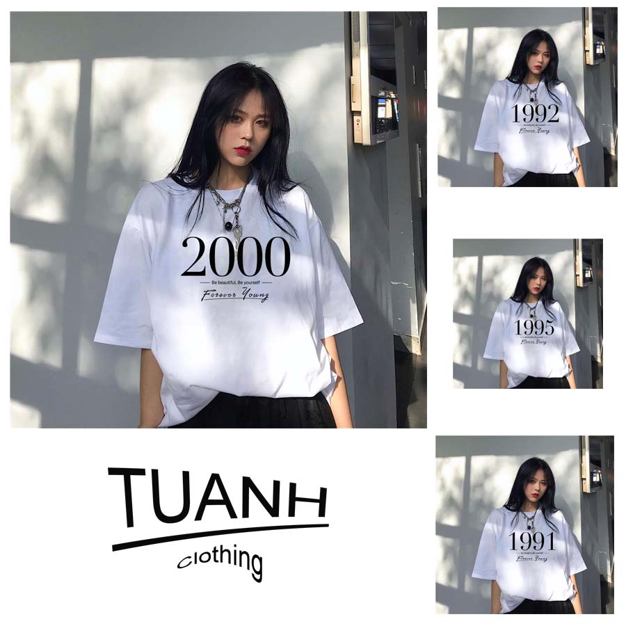 Áo thun TAY LỠ In Năm Sinh Nam Nữ vải Dày Không Xù Lông năm sinh 2000-2007