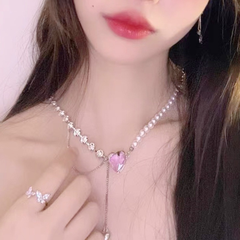 Vòng cổ Đính Ngọc Trai Nhân Tạo Phong Cách Hàn Quốc