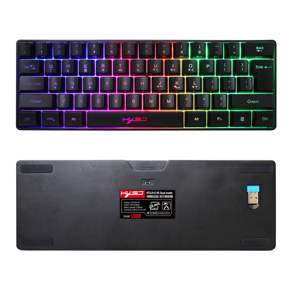 Bàn phím không dây HXSJ 61 tích hợp đèn nền chất lượng cao cho điện thoại/máy tính