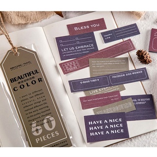 Set 60 sticker chữ tiếng Anh vintage trang trí sổ (đỏ,trắng,đen,hồng)