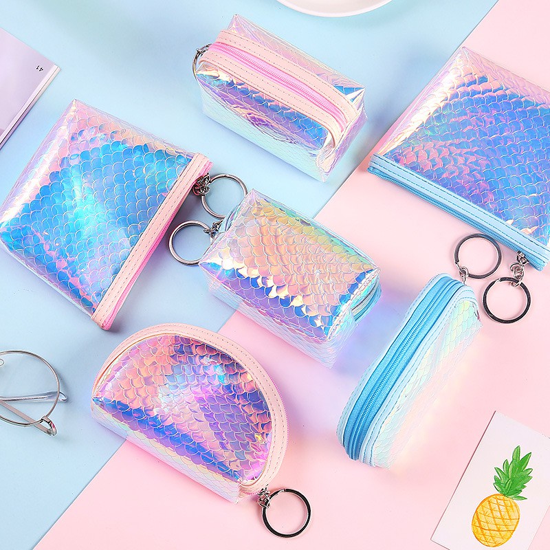 👛VÍ/BÓP NỮ CẦM TAY VẢY CÁ HOLOGRAM MINI👝