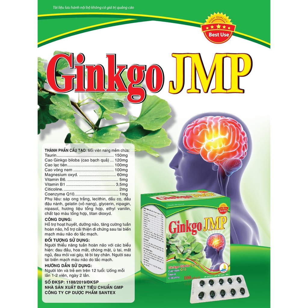 Viên uống bổ não GINKGO JMP hỗ trợ cải thiện thiếu máu não - DP Joyfull Life