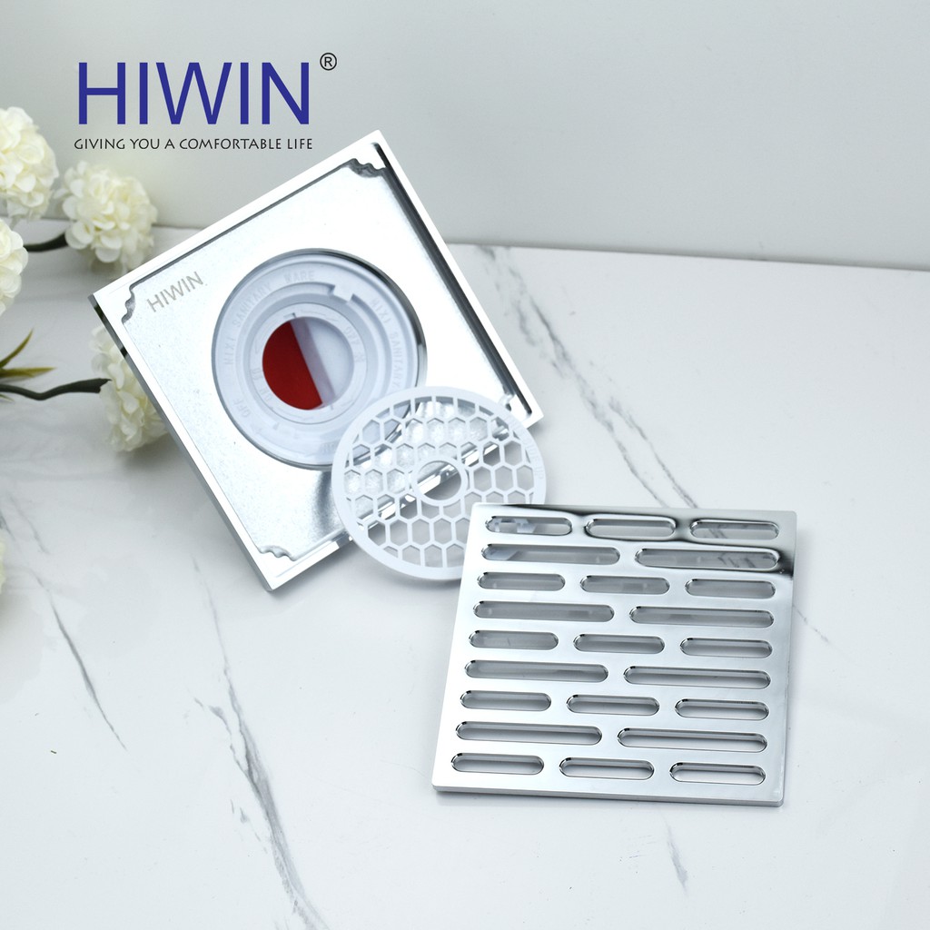Thoát sàn ngăn mùi trọng lực đồng mạ crom sáng bóng cao cấp Hiwin FD-1408