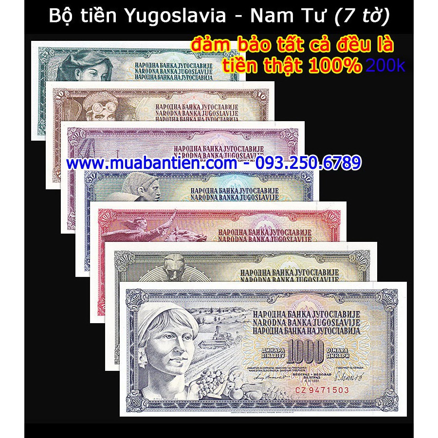 Bộ 7 tờ Nam Tư - Yugoslavia 5 10 20 50 100 500 1000 Dinara 1986 | BigBuy360 - bigbuy360.vn