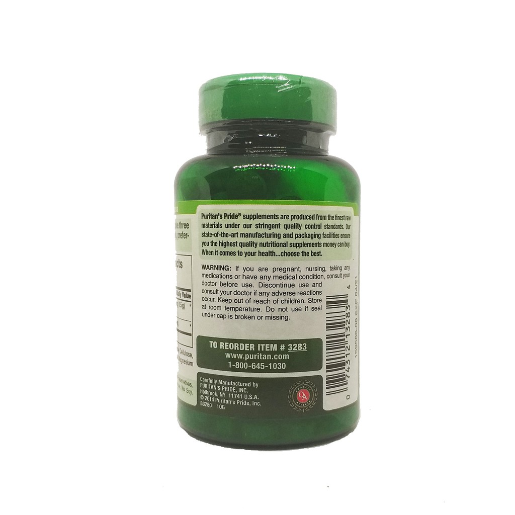 Tảo xoắn Spirulina thải độc - tăng cường miễn dịch, chống lão hóa làm đẹp da Puritan's Pride- Spirulina 500mg 200 viên