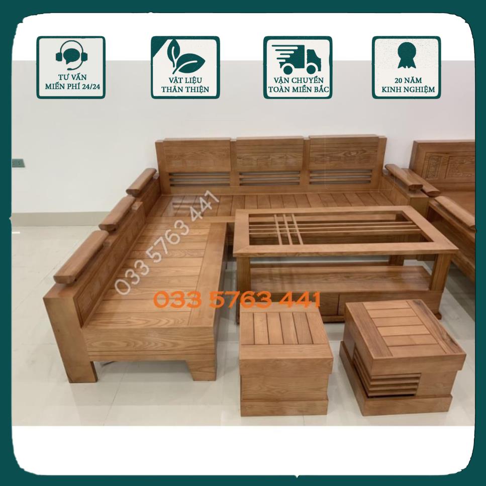 GIÁ GỐC - Sofa gỗ sồi nga 100% rẻ nhất shopee 2m x 1m8 phù hợp phòng khách chung cư hoặc phòng khách nhỏ