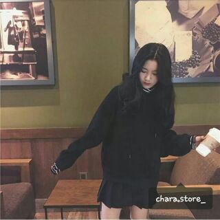 [SẴN] Áo hoodie nỉ trơn phối kẻ