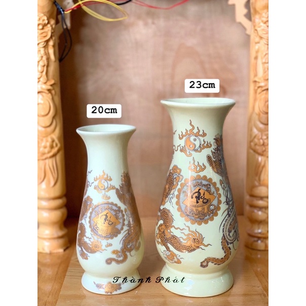 Bộ đồ thờ Thần Tài Thổ Địa màu vàng kim, đồ thờ gia tiên gốm sứ Bát Tràng màu vàng