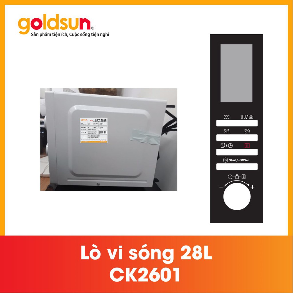 Lò vi sóng điện tử dung tích 28L Goldsun CK2601, màn hình led - Bảo hành 12 tháng