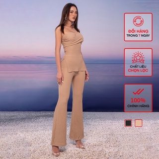 Set Xoắn Quây Quần Ống Loe Nữ BUSY Cotton Thun Xốp Dập Vân SXQ