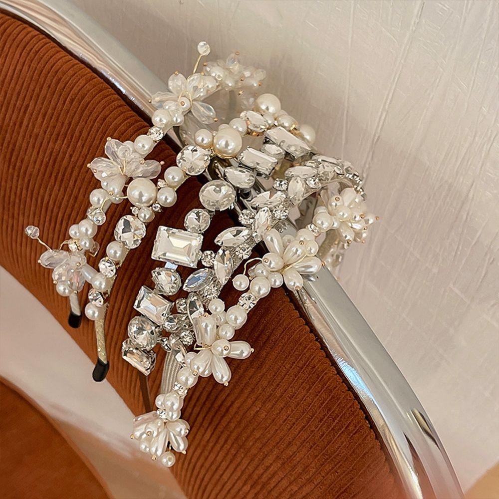 Băng Đô Cài Tóc Bằng Xốp Và Kim Loại Đính Hoa Ngọt Ngào Thanh Lịch Cho Nữ