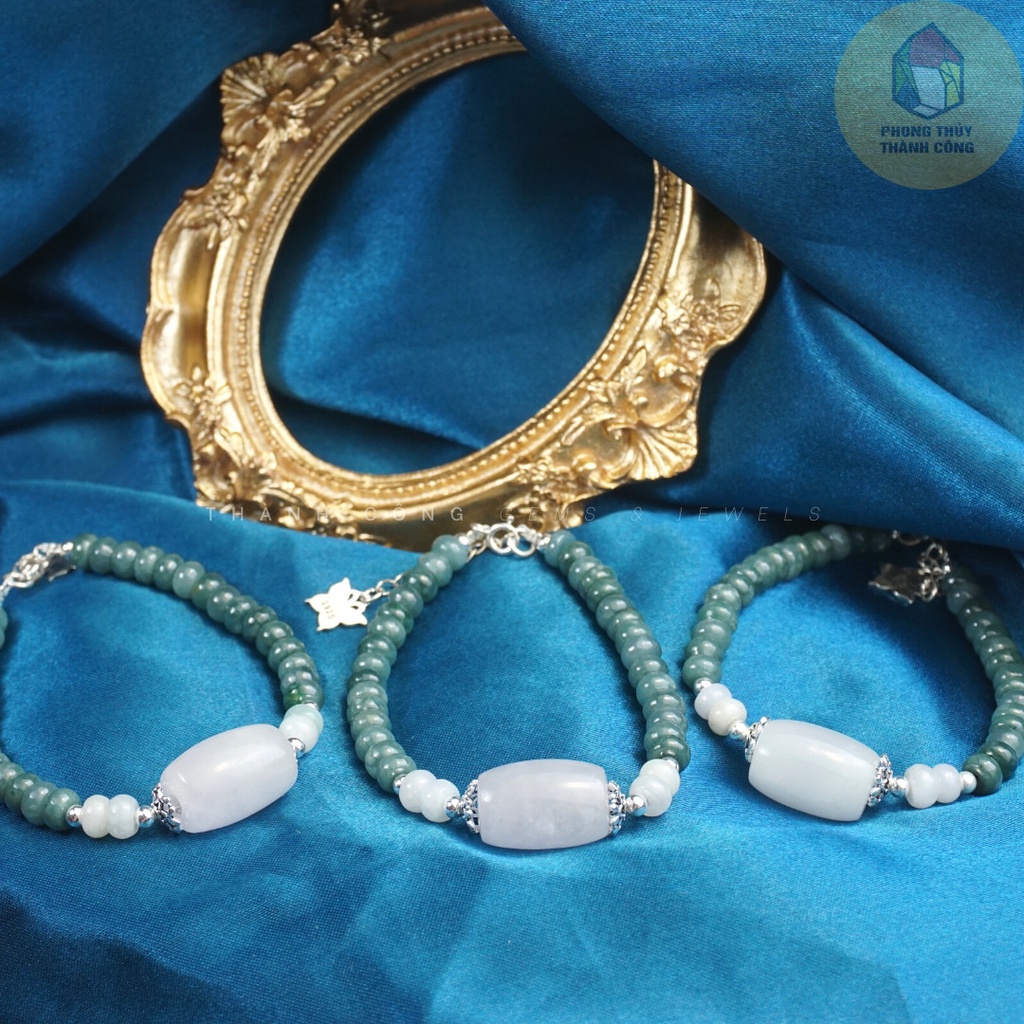 Vòng Tay Phong Thủy - Cam Thach Lam Ngoc Banh Xe x Lu Thong Bach Ngoc