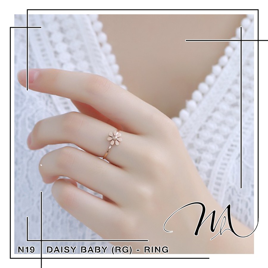 Nhẫn Titan nữ không gỉ hoa cúc họa mi xinh xắn - Măng’s House N19