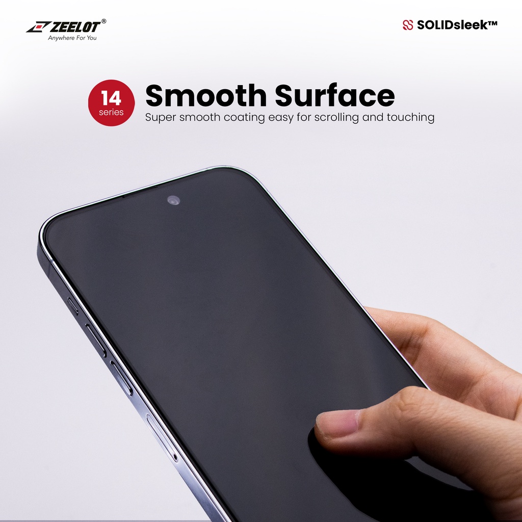 Kính Cường Lực Chống Nhìn Trộm Zeelot SOLIDsleek Dành Cho iPhone 14 Pro Max - 14 Pro -14 Plus/13 Pro Max - 14/13/13 Pro