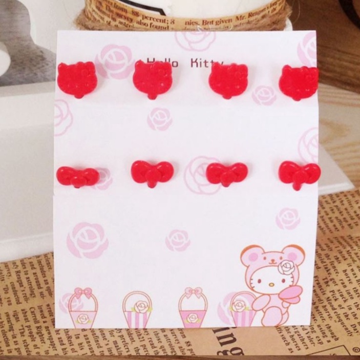 Set 8 nĩa ăn trái cây/món tráng miệng XIAODUOJIAJU bằng nhựa hình mèo hello kitty dễ thương