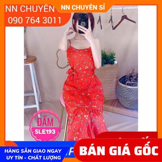 Đầm 2 dây hoa đỏ - chân váy 2 dây đuôi cá - đầm 2 dây hoa thắt nơ eo đuôi cá sle193 ⚡100% ảnh thật⚡