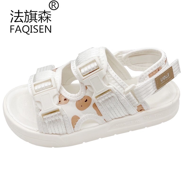 [Sẵn 37,38,39] Sandal họa tiết gấu ulzzang đế 3cm (ảnh thật ở cuối)