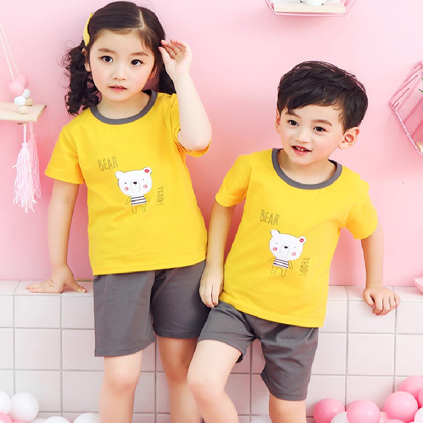 Bộ quần áo bé trai KbibiKids mã K01 Set đồ bộ trẻ em cộc tay mùa hè chất vải cotton mềm mịn thoáng mát cho bé