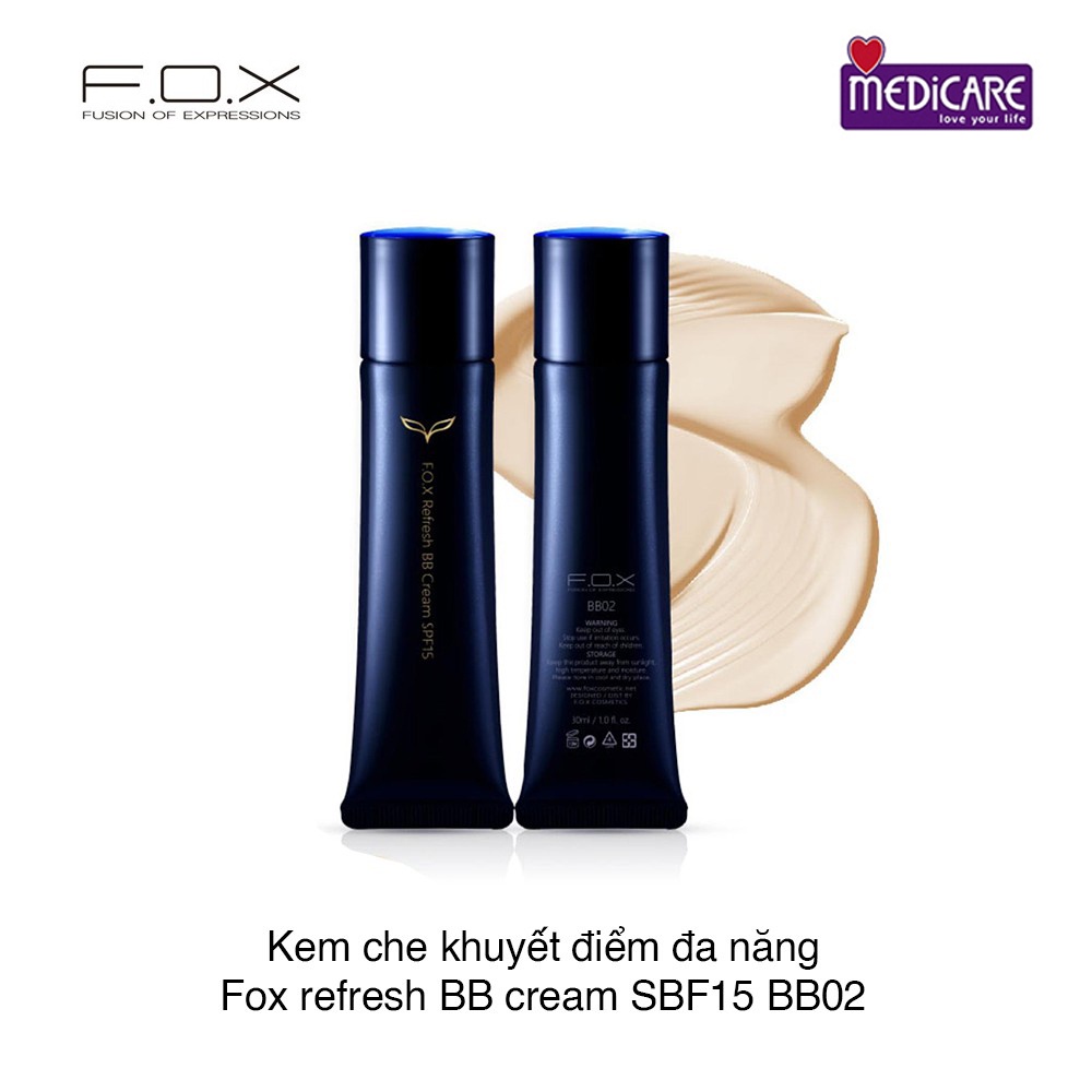 F.O.X Kem nền Refesh BB Cream SPF15+ che khuyết điểm hoàn hảo 30ml