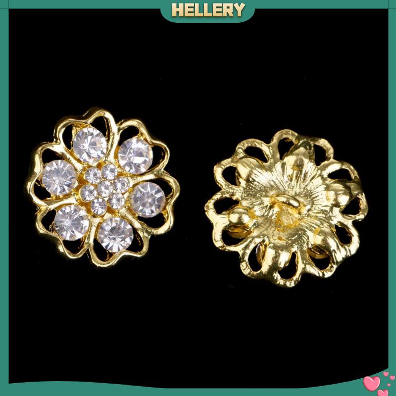 Set 5 Nút Kim Loại Hình Bông Hoa Đính Đá 20mm Trang Trí Tiệc Cưới