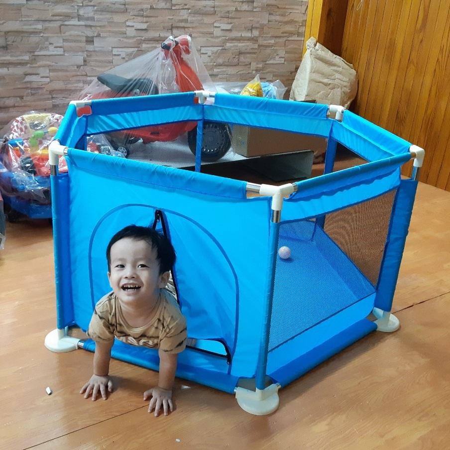 Quây lục giác chơi bóng cho bé, Nhà bóng cho bé khung inox tặng kèm 10 bóng