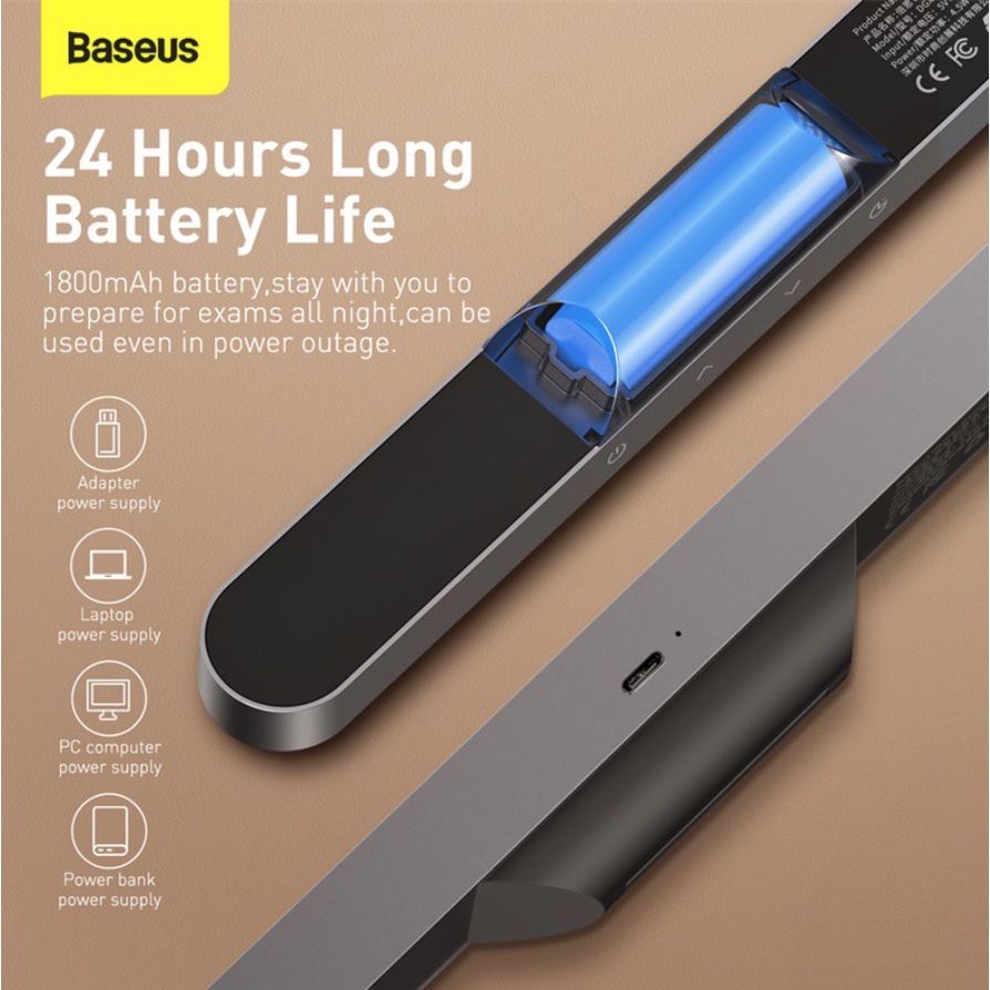 Đèn LED Baseus Magnetic Slepless Dimming Công Suất 5W, Pin 1800mAh (Deep Gray) - Hàng Chính Hãng