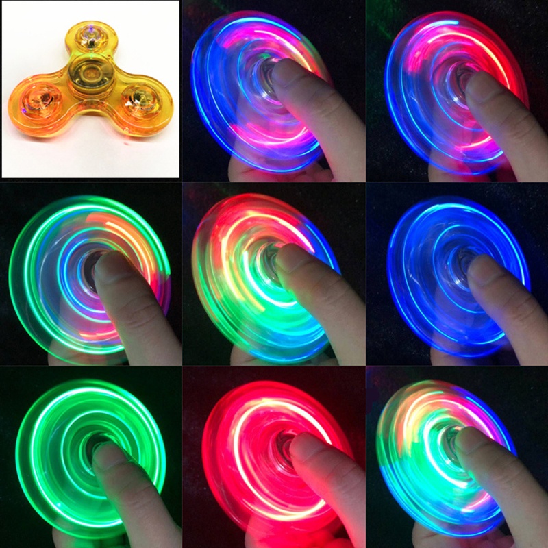 Con Quay Đồ Chơi Fidget Spinner EDC Trong SuốT Với ĐèN LED GiúP GiảM Stress Cho Trẻ Em