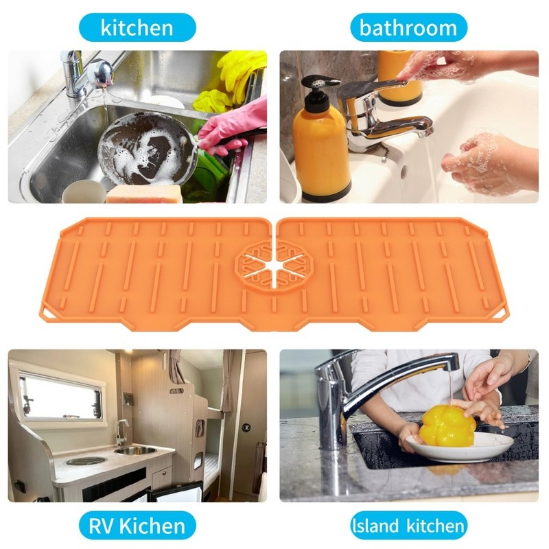 Tấm Lót Bồn Rửa Chén Bằng Silica Gel Mềm Chống Văng Nước Tiện Dụng Cho Nhà Bếp / Nhà Vệ Sinh
