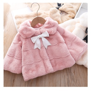 Áo choàng lông cổ bẻ giữ ấm mùa đông phong cách công chúa cho bé gái