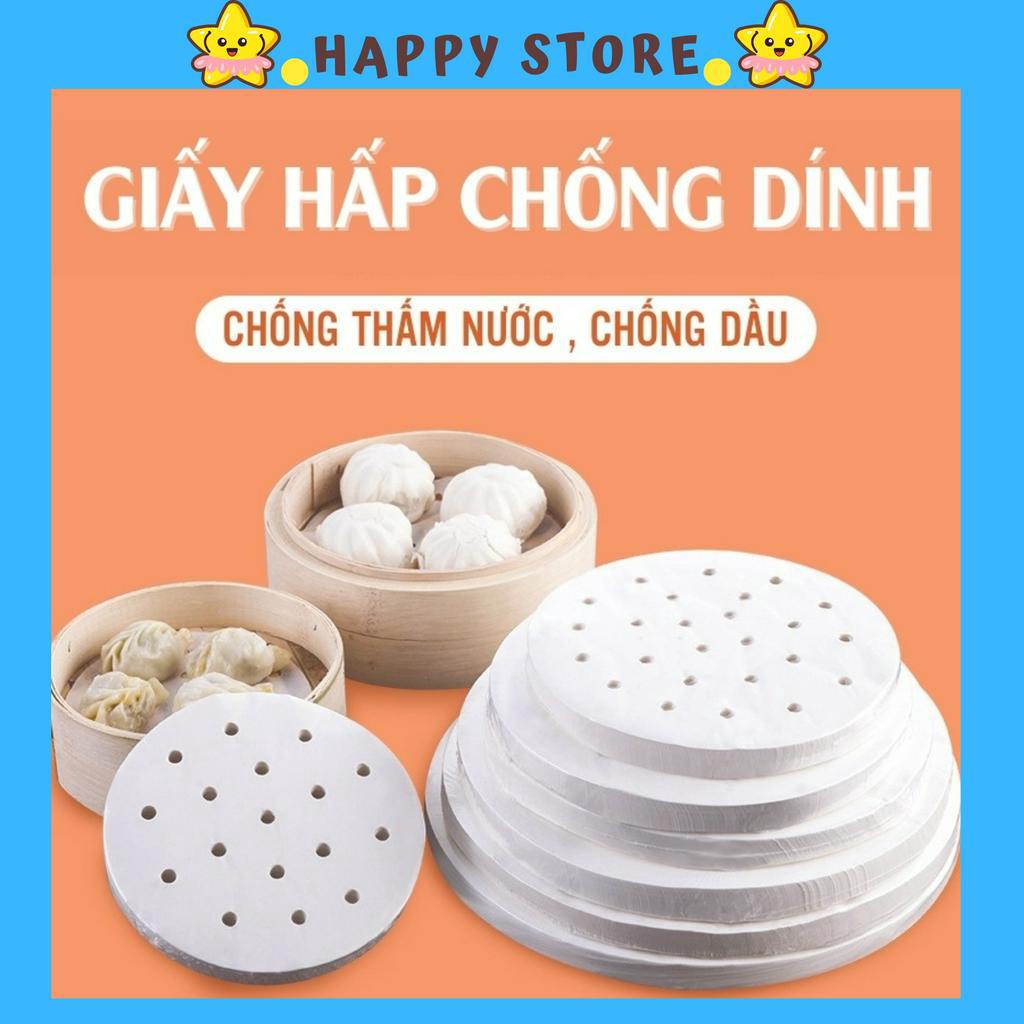 Giấy Nến Chống Dính Lót Bánh Bao, Nồi Chiên, Xửng Hấp - Hình Tròn Đục Lỗ - Đủ Size