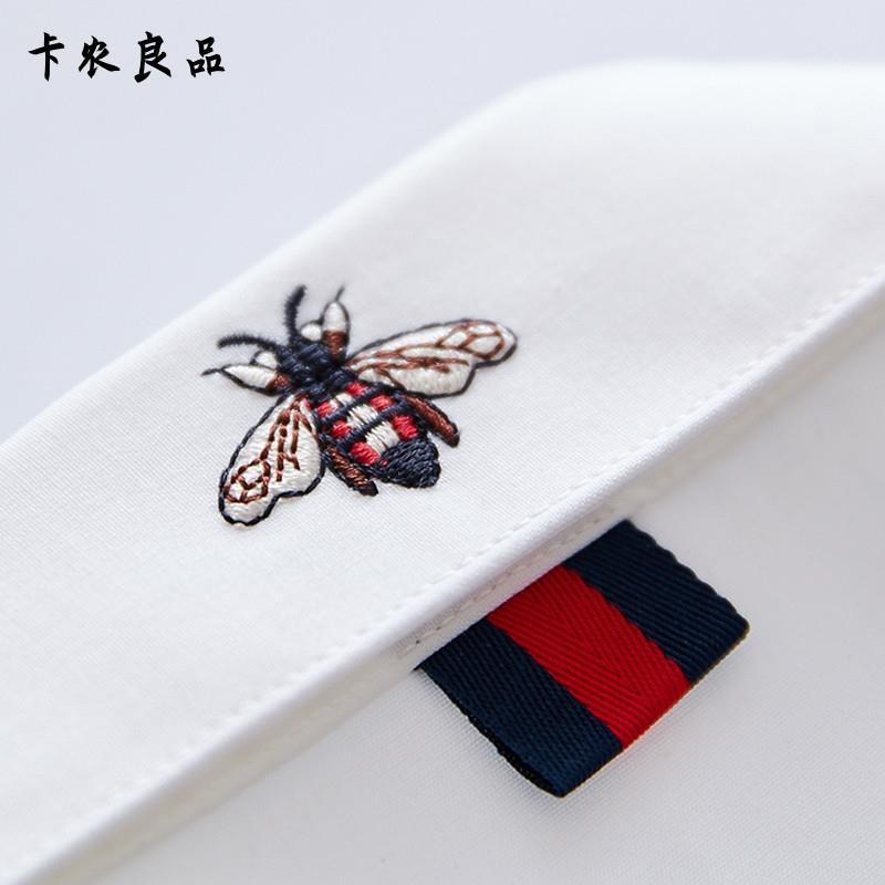 Áo Sơ Mi Tay Dài Thêu Họa Tiết Con Ong Nhỏ Thoáng Khí Phong Cách Doanh Nhân Thời Trang Cho Nam