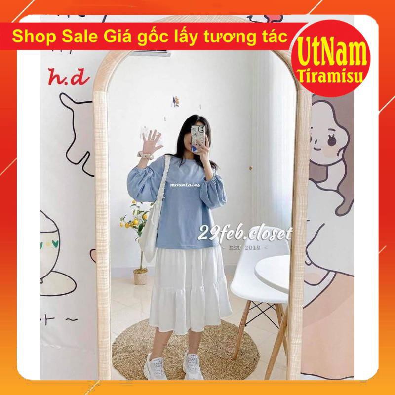 Sét áo chun tay mount + chân váy 3 tầng | BigBuy360 - bigbuy360.vn