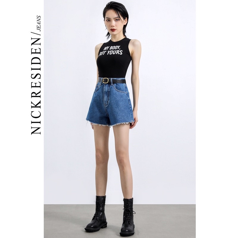 Quần Sort Jean Xanh Đậm/ Nhạt Trơn Bigsize Lưng Cao Đơn Giản Siu Xinh