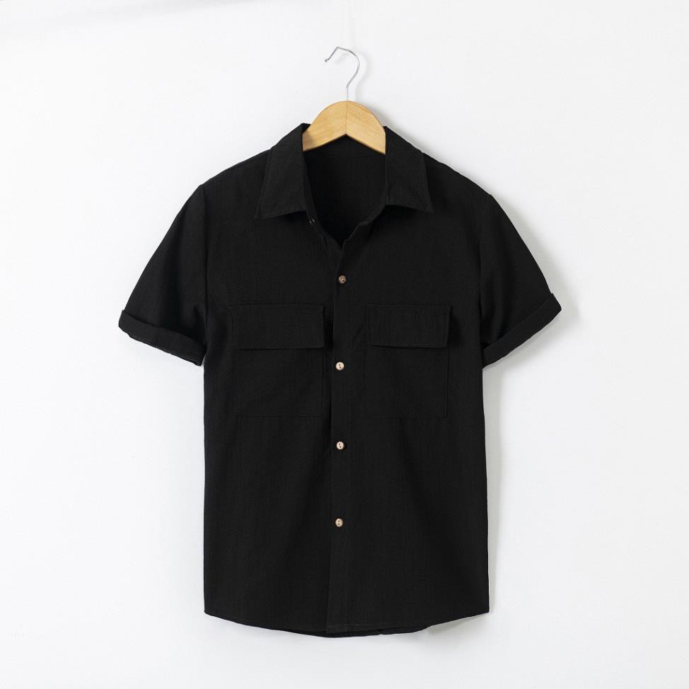 Áo Đũi Nam Cổ Bẻ Áo Sơ Mi Đũi Có Cổ Cộc Tay Túi Hộp | BigBuy360 - bigbuy360.vn